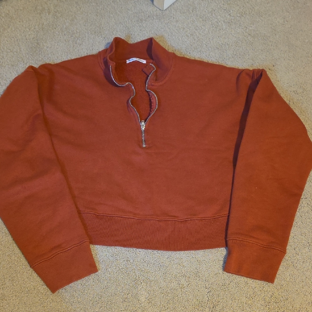 Reformation Half-Zip Cropped Sweatshirt